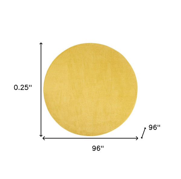 Homeroots 8' X 8' Yellow Round Non Skid Indoor Outdoor Area Rug  Polypropylene 479640