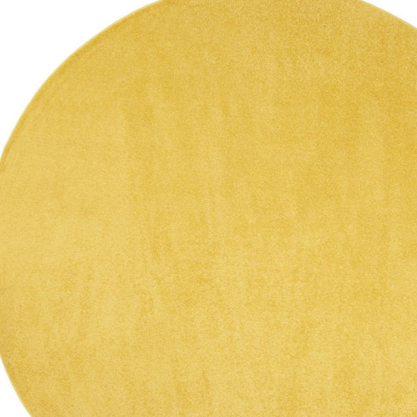 HomeRoots 8' Yellow Round Area Rug - Durable Indoor/Outdoor Mat, Soft Texture, Weather-Resistant & Easy Care 479640
