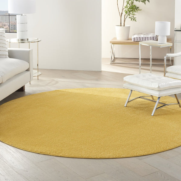 HomeRoots 8' Yellow Round Area Rug - Durable Indoor/Outdoor Mat, Soft Texture, Weather-Resistant & Easy Care 479640