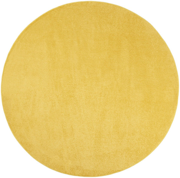 HomeRoots 8' Yellow Round Area Rug - Durable Indoor/Outdoor Mat, Soft Texture, Weather-Resistant & Easy Care 479640