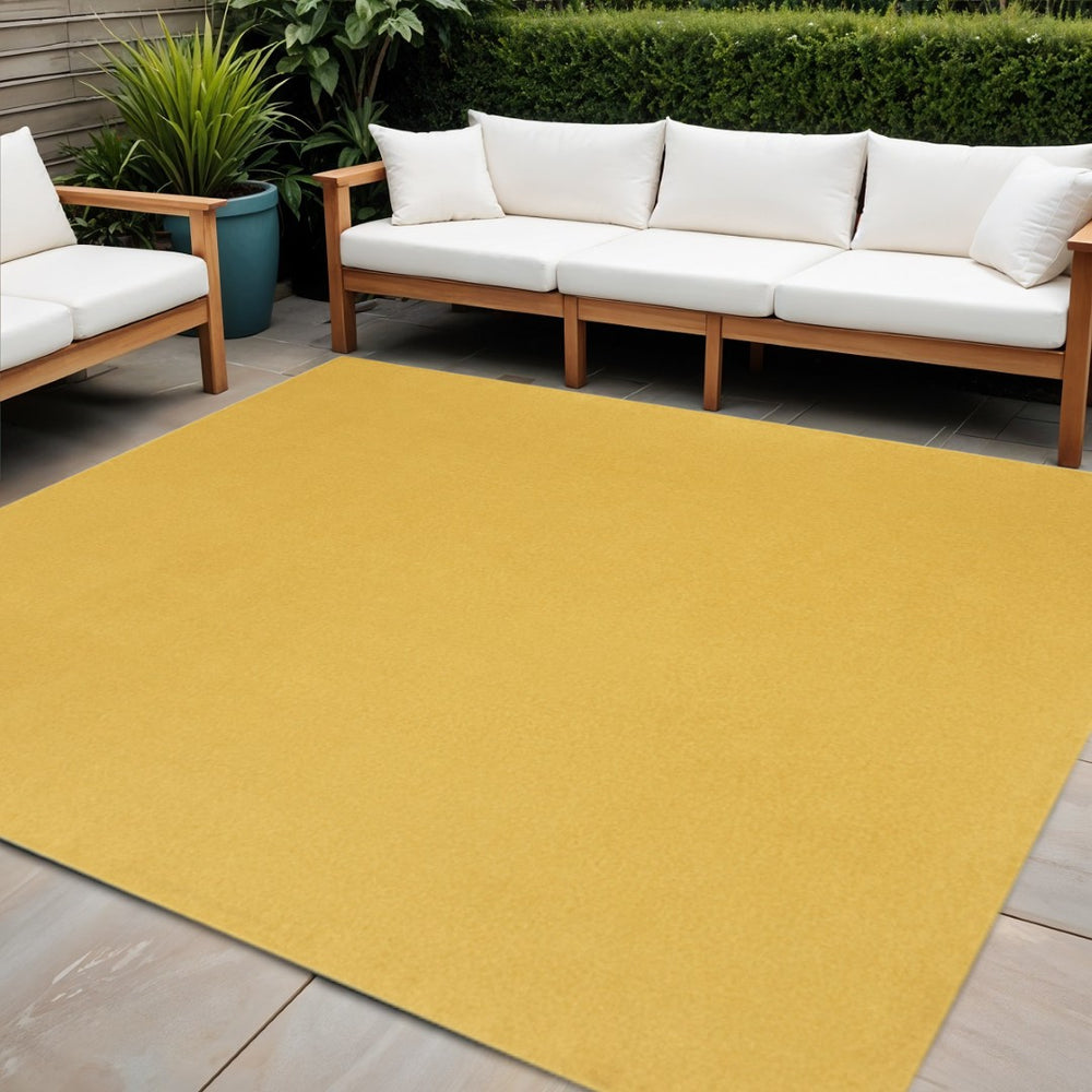 HomeRoots 9' Yellow Square Area Rug – Durable, Vibrant Indoor/Outdoor Accent for Homes & Patios, Easy Care 479645