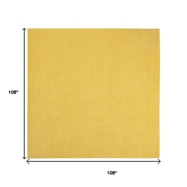HomeRoots 9' Yellow Square Area Rug – Durable, Vibrant Indoor/Outdoor Accent for Homes & Patios, Easy Care 479645