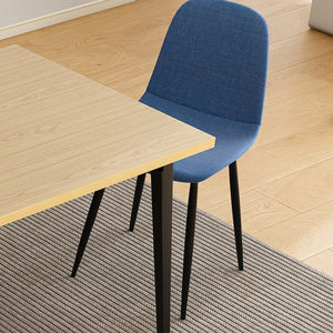 English Elm 63-Inch Rustic Industrial Dining Table Set With 4 Blue Chairs, Durable Iron Legs For Home & Patio W2699S00066