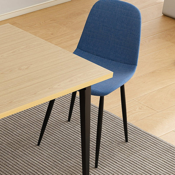 English Elm 63-Inch Rustic Industrial Dining Table Set With 4 Blue Chairs, Durable Iron Legs For Home & Patio W2699S00066