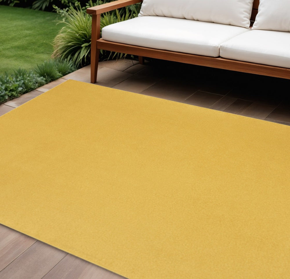 HomeRoots 9' X 12' Yellow Area Rug – Versatile Indoor/Outdoor Style, Durable, Easy Maintenance for Any Space 479646
