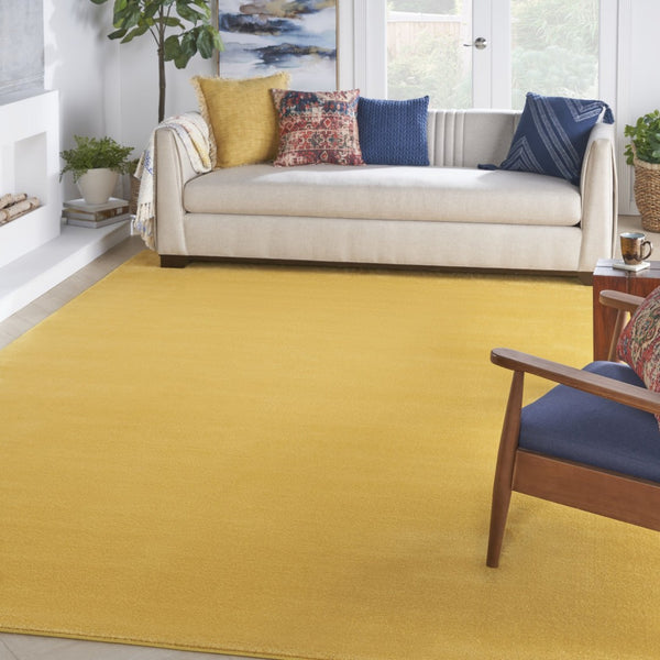 HomeRoots 9' X 12' Yellow Area Rug – Versatile Indoor/Outdoor Style, Durable, Easy Maintenance for Any Space 479646