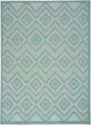Homeroots 5' X 7' Aqua And Teal Argyle Indoor Outdoor Area Rug  Polypropylene And Polyester 479649