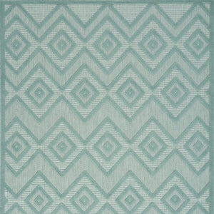 Homeroots 5' X 7' Aqua And Teal Argyle Indoor Outdoor Area Rug  Polypropylene And Polyester 479649