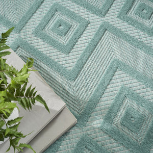 HomeRoots 6' X 9' Aqua Area Rug - Durable, Low-Maintenance Indoor/Outdoor Rug with Timeless Argyle Design 479651