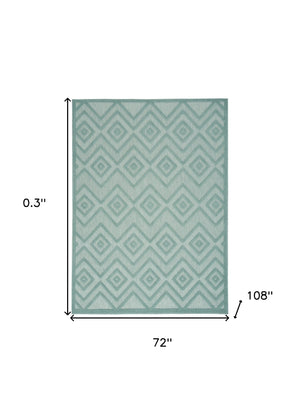 Homeroots 6' X 9' Aqua And Teal Argyle Indoor Outdoor Area Rug  Polypropylene And Polyester 479651