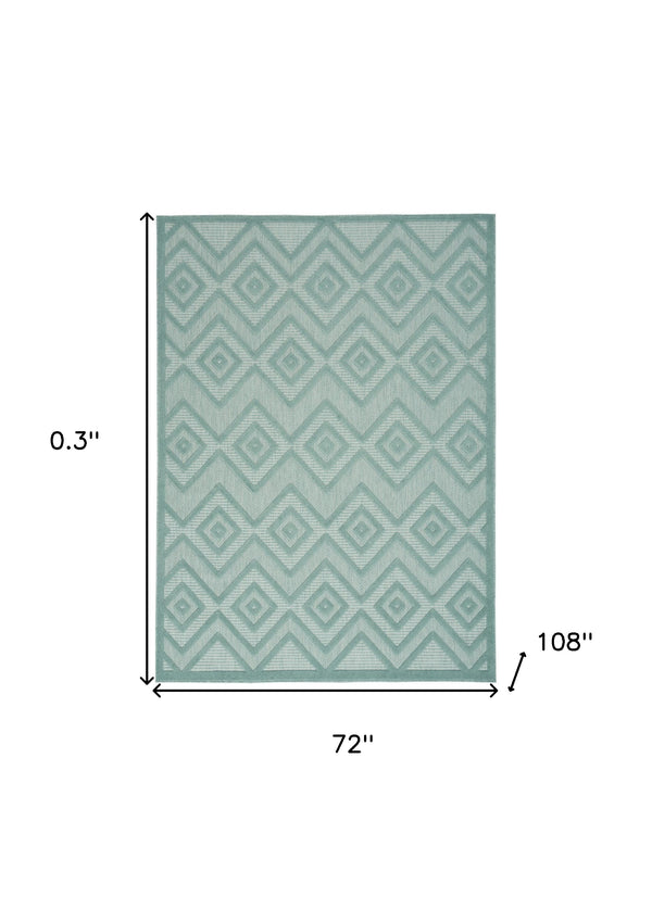 Homeroots 6' X 9' Aqua And Teal Argyle Indoor Outdoor Area Rug  Polypropylene And Polyester 479651