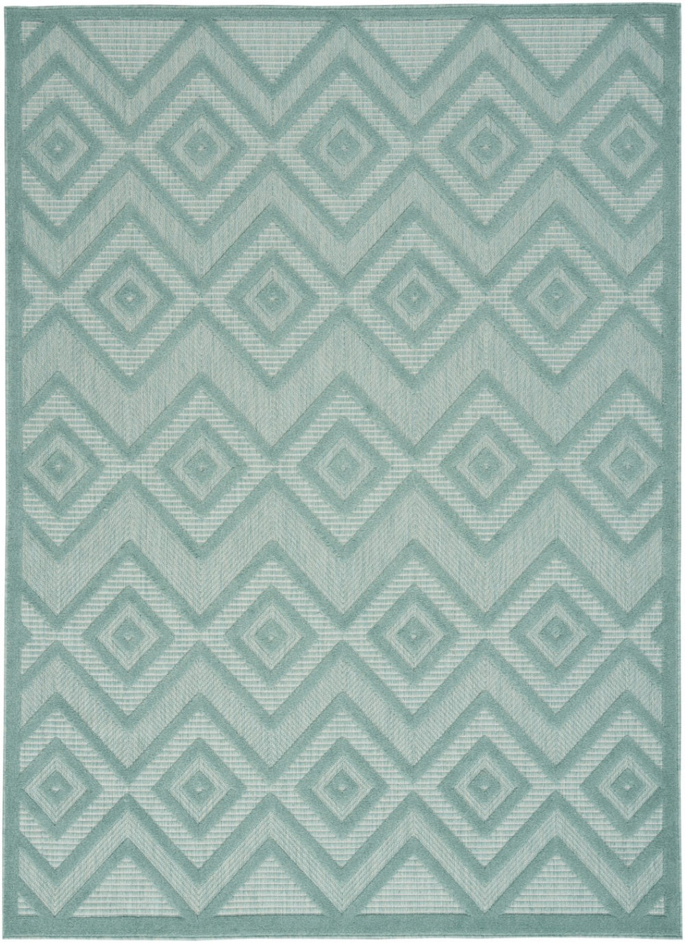 HomeRoots 6' X 9' Aqua Area Rug - Durable, Low-Maintenance Indoor/Outdoor Rug with Timeless Argyle Design 479651