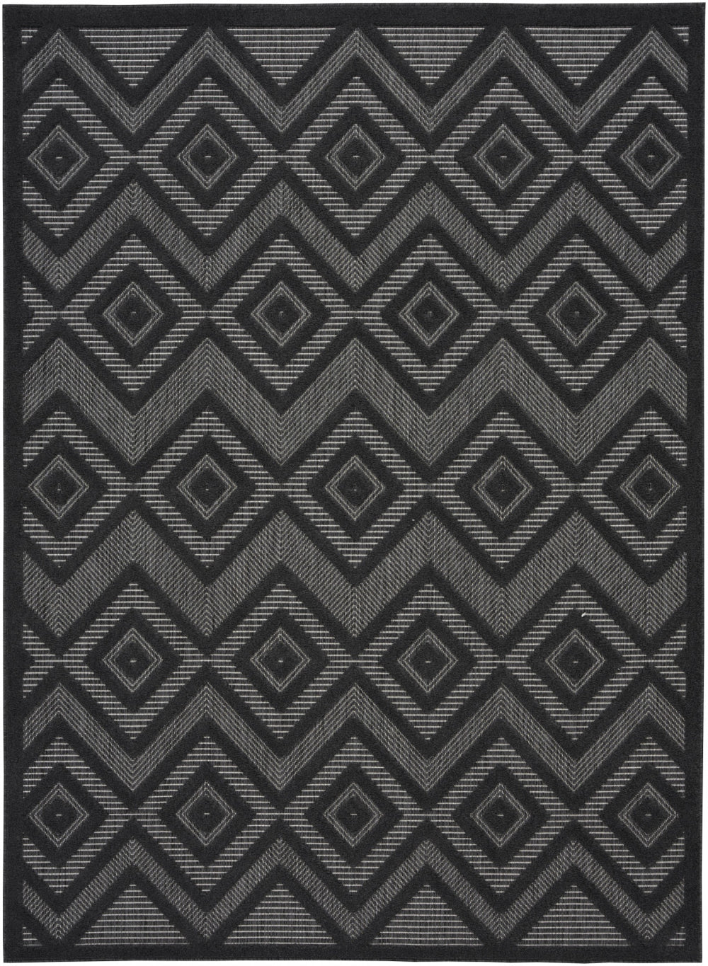 Homeroots 5' X 7' Charcoal Black Argyle Indoor Outdoor Area Rug  Polypropylene And Polyester 479653