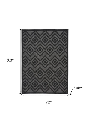 Homeroots 6' X 9' Charcoal Black Argyle Indoor Outdoor Area Rug  Polypropylene And Polyester 479655