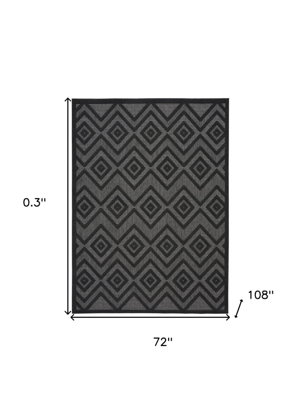 Homeroots 6' X 9' Charcoal Black Argyle Indoor Outdoor Area Rug  Polypropylene And Polyester 479655