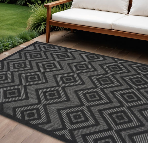 HomeRoots 6' X 9' Charcoal Indoor Outdoor Area Rug - Durable, Versatile, Easy-Care for Stylish Living Spaces 479655