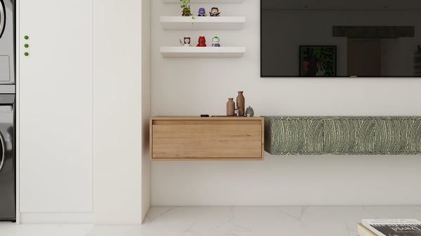 English Elm 30" Imitative Oak Wall-Mount Vanity Cabinet with Soft-Close Drawers, Scratch & Water-Resistant Finish W999P205627