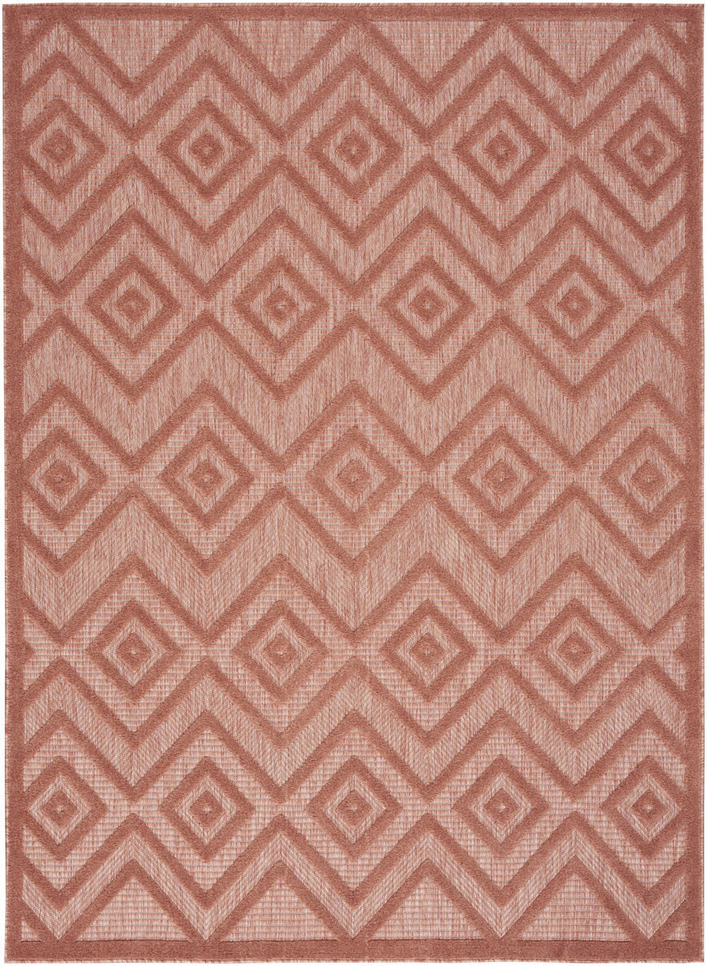 Homeroots 5' X 7' Coral Orange Argyle Indoor Outdoor Area Rug  Polypropylene And Polyester 479656