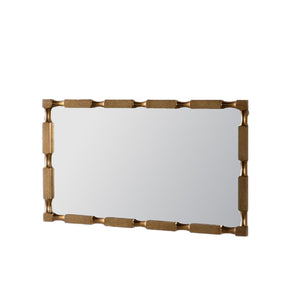 English Elm Gold Matte Bamboo Node Rectangular Mirror Organic Textured Frame Bedroom Entryway W3081P391524