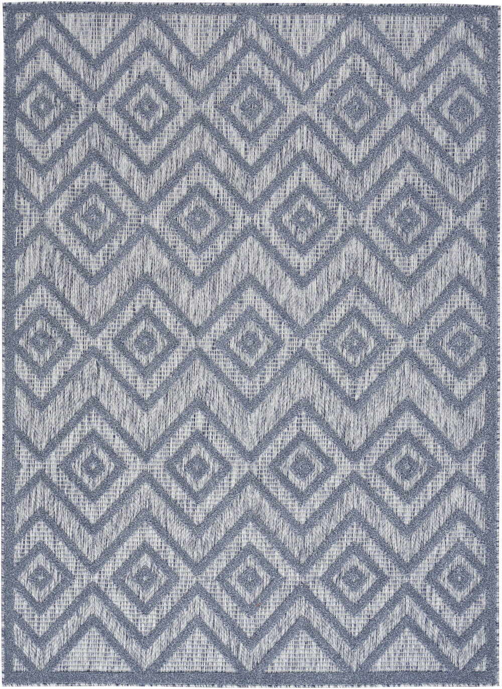 Homeroots 5' X 7' Denim Blue Argyle Indoor Outdoor Area Rug  Polypropylene And Polyester 479661