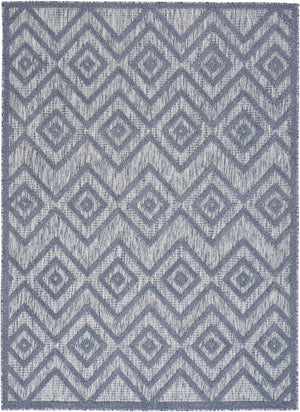 Homeroots 5' X 7' Denim Blue Argyle Indoor Outdoor Area Rug  Polypropylene And Polyester 479661