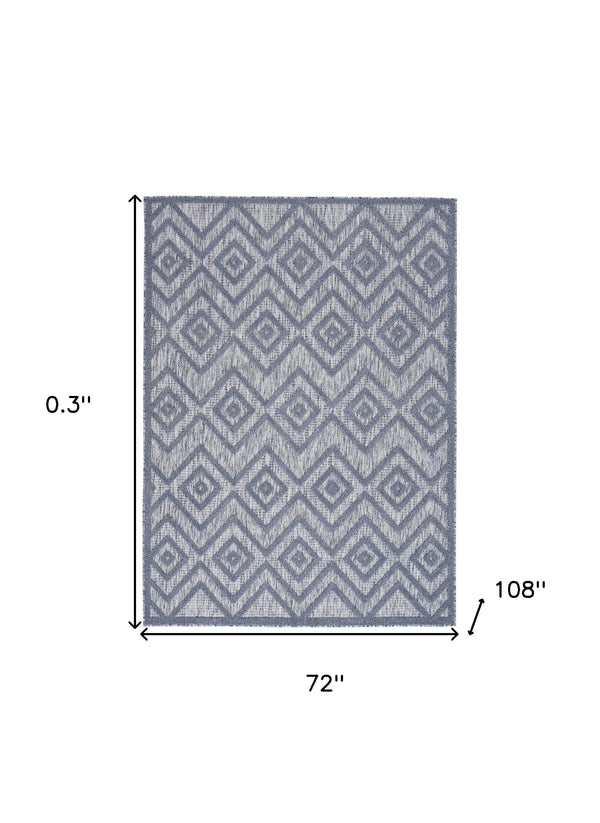 Homeroots 6' X 9' Denim Blue Argyle Indoor Outdoor Area Rug  Polypropylene And Polyester 479662