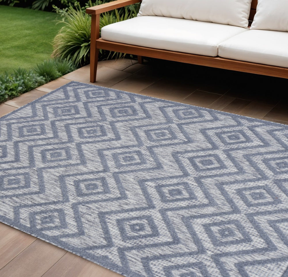 HomeRoots 6' X 9' Denim Blue Indoor Outdoor Area Rug - Durable, Soft, Coastal Charm for Versatile Spaces 479662