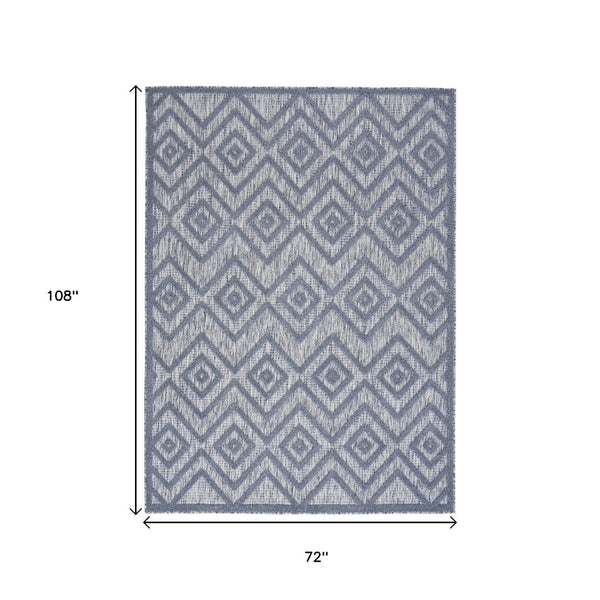 HomeRoots 6' X 9' Denim Blue Indoor Outdoor Area Rug - Durable, Soft, Coastal Charm for Versatile Spaces 479662