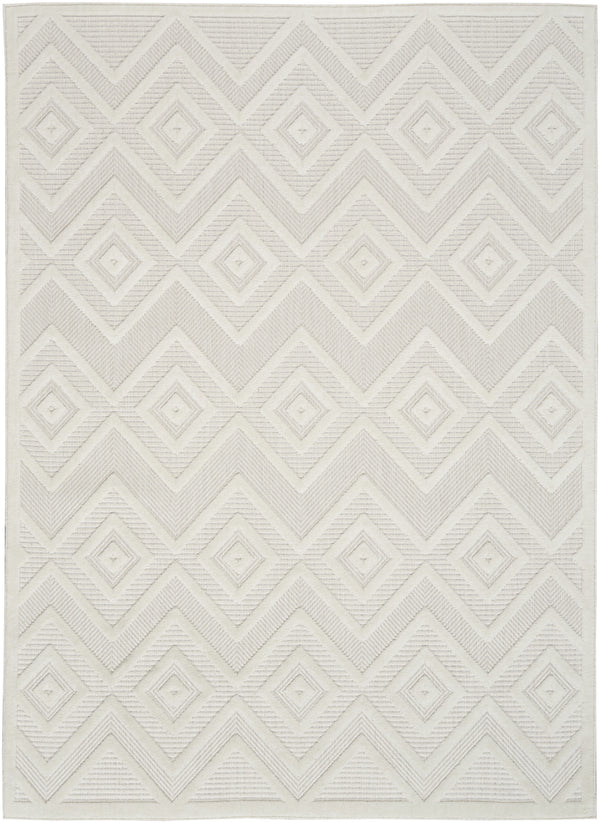 Homeroots 5' X 7' Ivory And White Argyle Indoor Outdoor Area Rug  Polypropylene And Polyester 479665