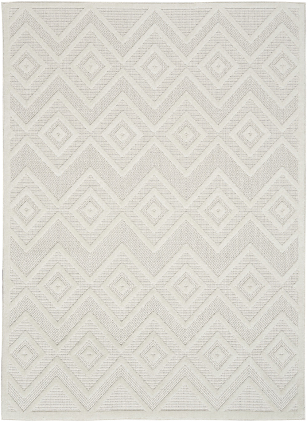 Homeroots 6' X 9' Ivory And White Argyle Indoor Outdoor Area Rug  Polypropylene And Polyester 479667