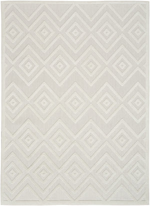 Homeroots 6' X 9' Ivory And White Argyle Indoor Outdoor Area Rug  Polypropylene And Polyester 479667