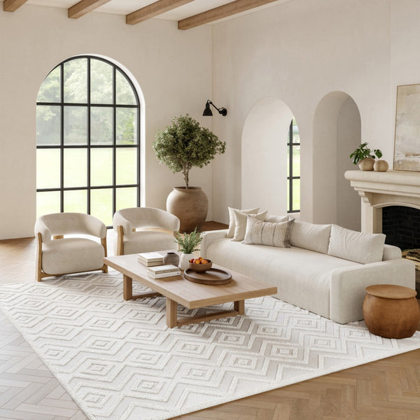 HomeRoots 6' X 9' Ivory Area Rug - Elegant Indoor/Outdoor Decor with Argyle Pattern, Durable & Easy Care 479667