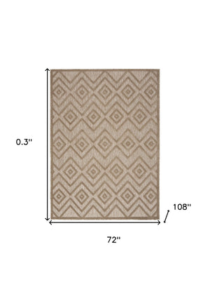 Homeroots 6' X 9' Natural Beige Argyle Indoor Outdoor Area Rug  Polypropylene And Polyester 479671