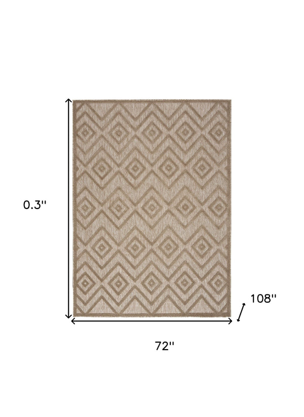 Homeroots 6' X 9' Natural Beige Argyle Indoor Outdoor Area Rug  Polypropylene And Polyester 479671