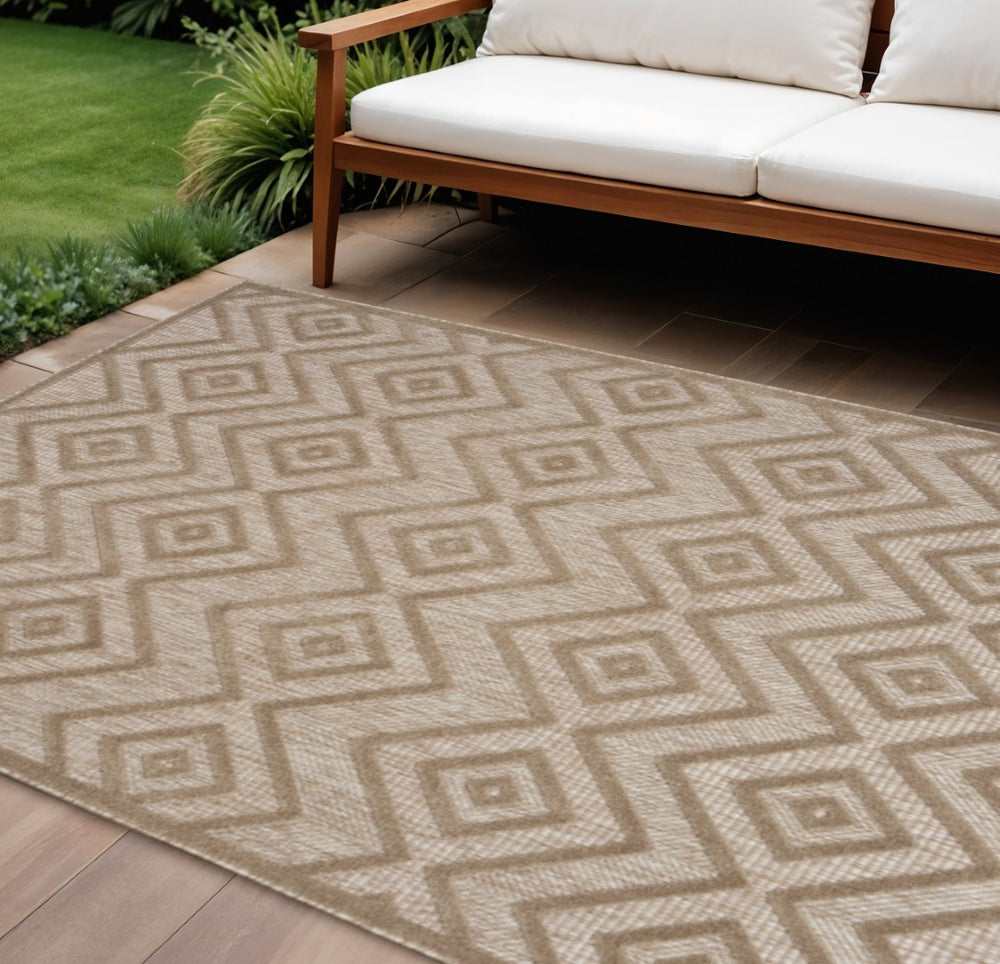 HomeRoots 6' X 9' Beige Indoor Outdoor Area Rug - Versatile, Durable Comfort for Patios, Kitchens & More! 479671