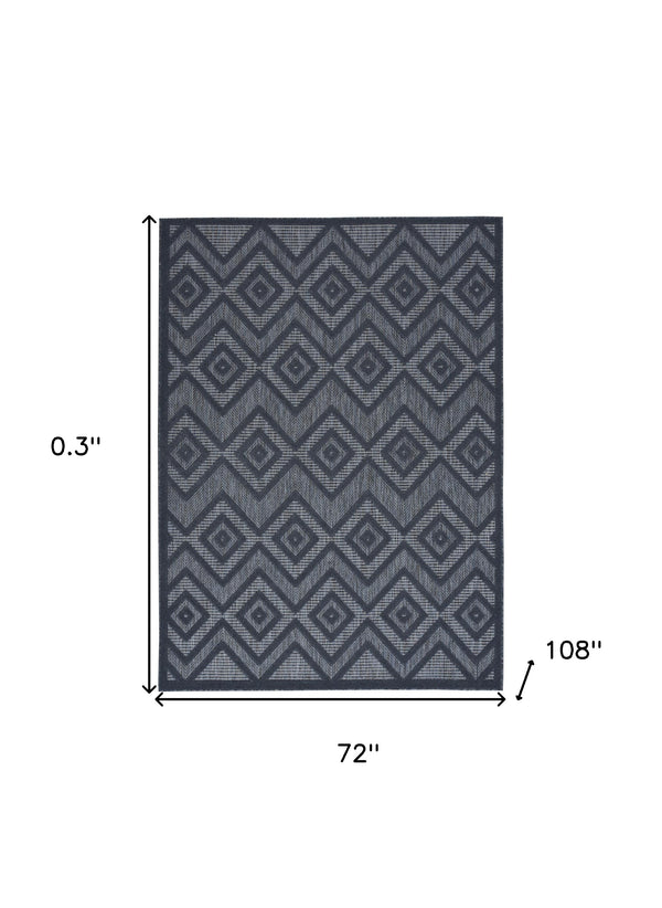 Homeroots 6' X 9' Navy Blue Argyle Indoor Outdoor Area Rug  Polypropylene And Polyester 479675