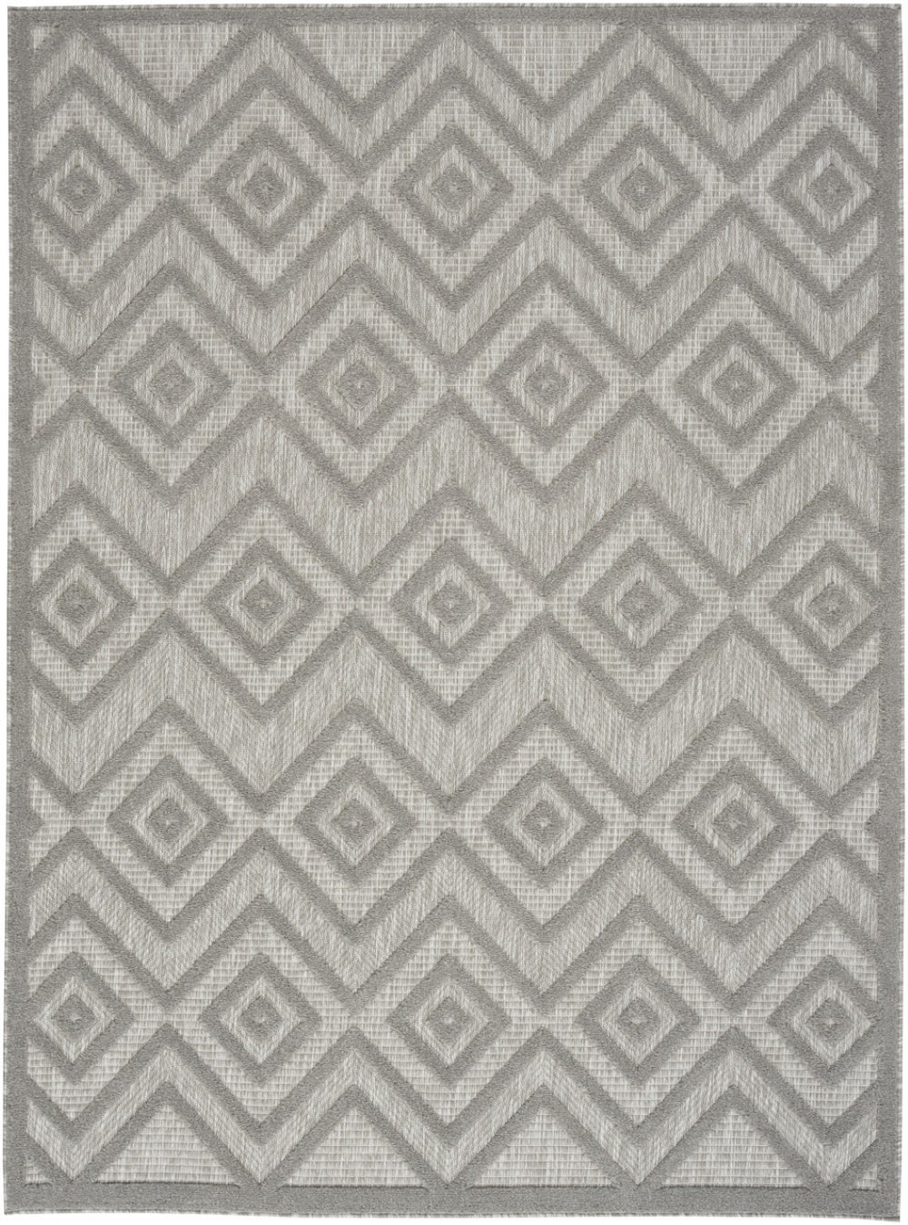 HomeRoots 6' Gray Indoor Outdoor Area Rug - Stylish Argyle Design, Durable, Low-Maintenance for All Spaces 479679