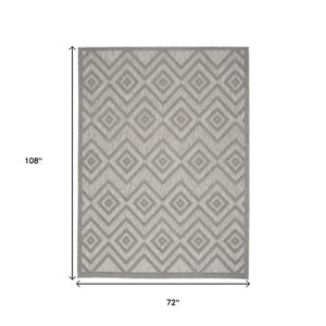 HomeRoots 6' Gray Indoor Outdoor Area Rug - Stylish Argyle Design, Durable, Low-Maintenance for All Spaces 479679