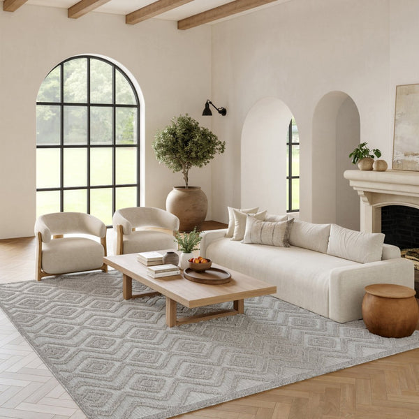 HomeRoots 6' Gray Indoor Outdoor Area Rug - Stylish Argyle Design, Durable, Low-Maintenance for All Spaces 479679