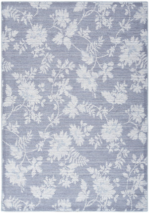 Homeroots 5' X 7' Grey Floral Washable Area Rug  Cotton Blend 479709