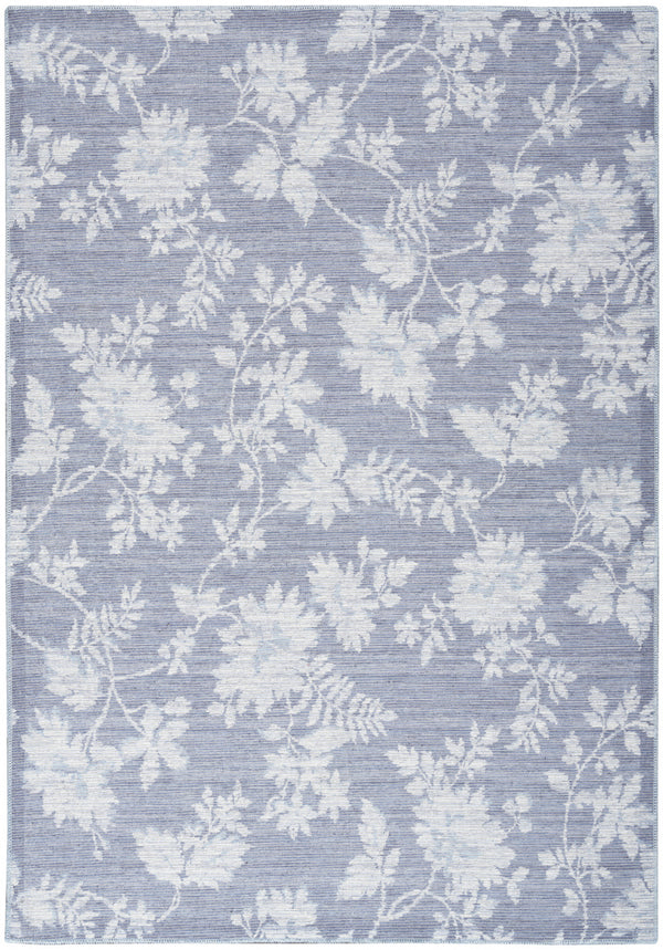 Homeroots 5' X 7' Grey Floral Washable Area Rug  Cotton Blend 479709