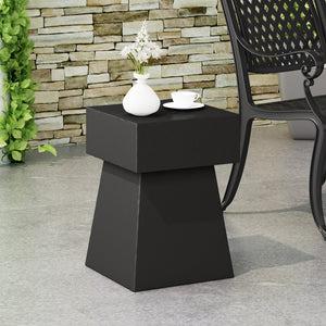 English Elm Christopher Knight Home® - AESOP Pedestal Side Table in Black Lightweight Concrete — Modern No-Assembly Accent Table, 19" H 67585.00BLK