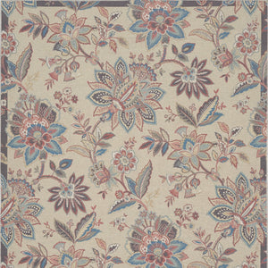 Homeroots 8' X 10' Beige Floral Distressed Washable Area Rug  Polyester 479741