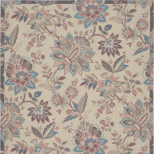Homeroots 8' X 10' Beige Floral Distressed Washable Area Rug  Polyester 479741