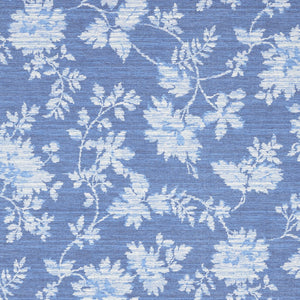 Homeroots 8' X 10' Blue Floral Distressed Washable Area Rug  Polyester 479746
