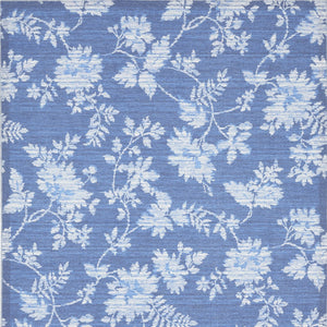 Homeroots 8' X 10' Blue Floral Distressed Washable Area Rug  Polyester 479746