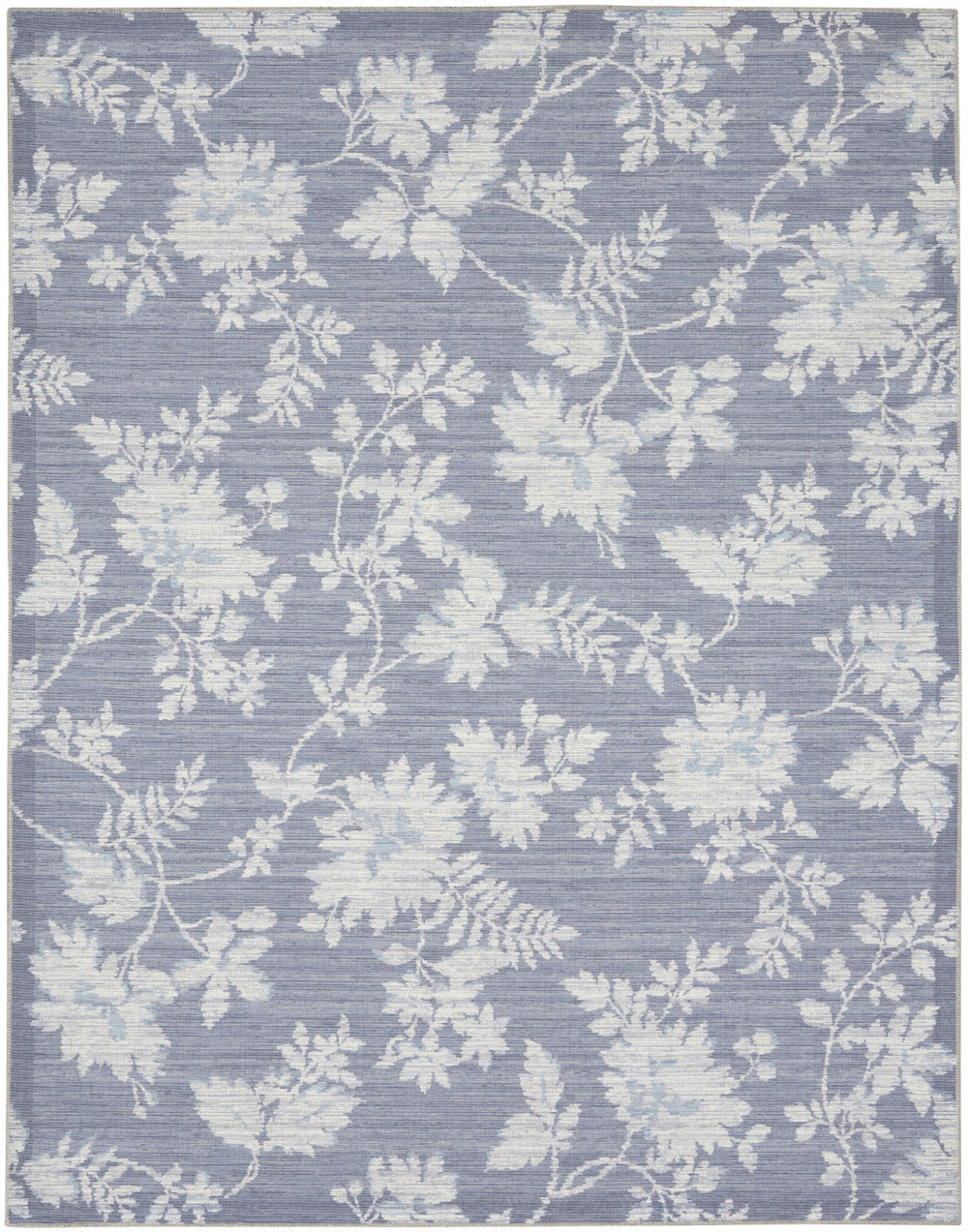 Homeroots 8' X 10' Grey Floral Distressed Washable Area Rug  Polyester 479749