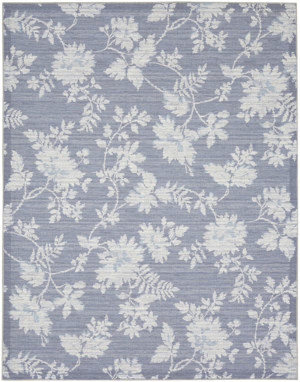 Homeroots 8' X 10' Grey Floral Distressed Washable Area Rug  Polyester 479749