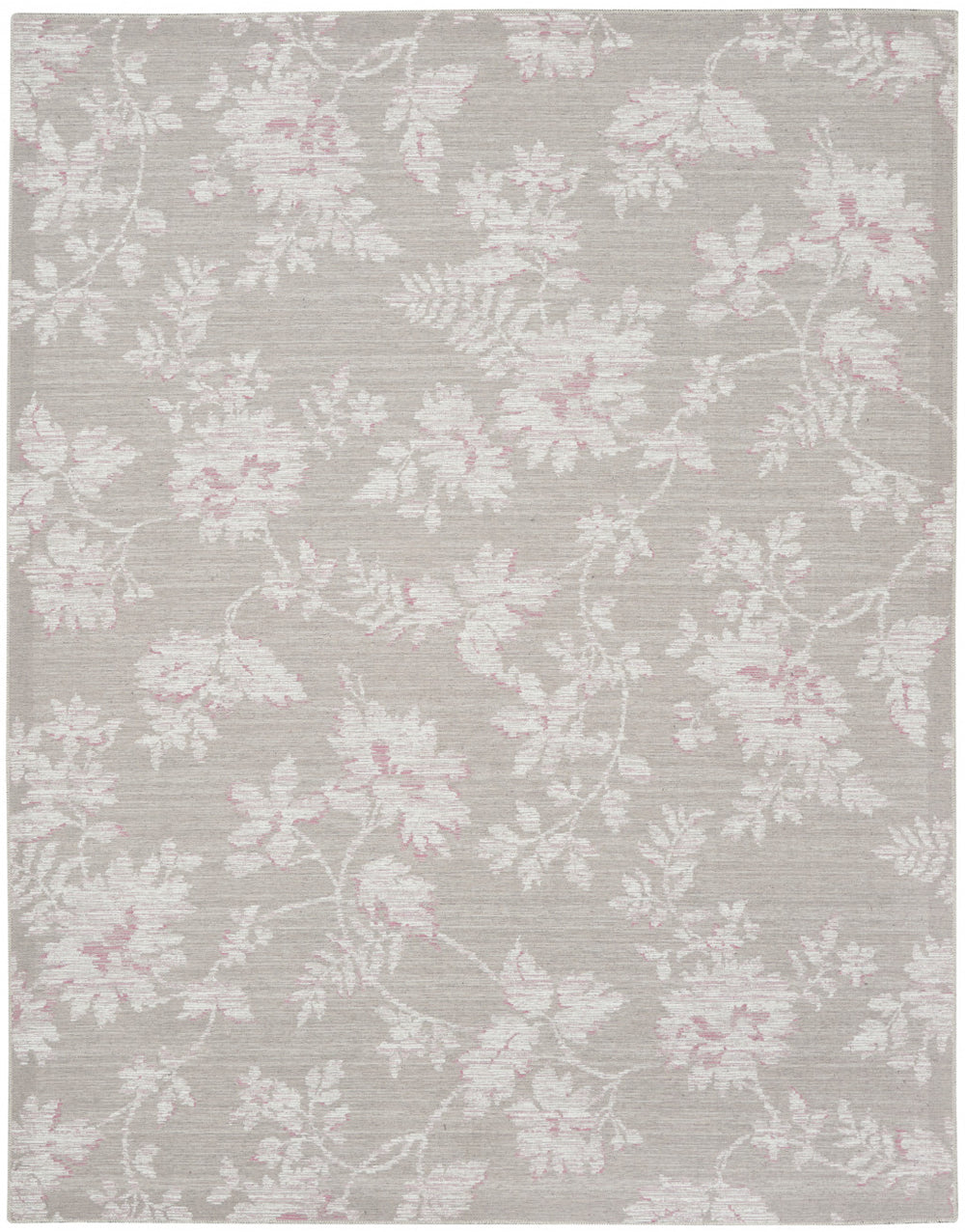 Homeroots 8' X 10' Natural Floral Distressed Washable Area Rug  Polyester 479751