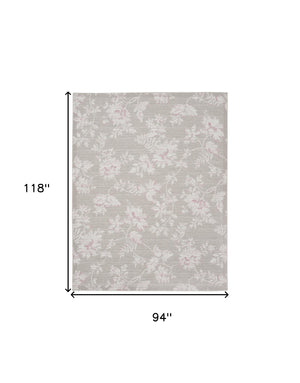 Homeroots 8' X 10' Natural Floral Distressed Washable Area Rug  Polyester 479751